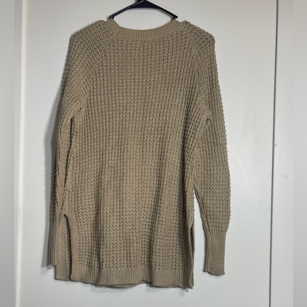 Leo & Nicole Crew Neck Cable Knit Sweater - Beige - Picture 5 of 5